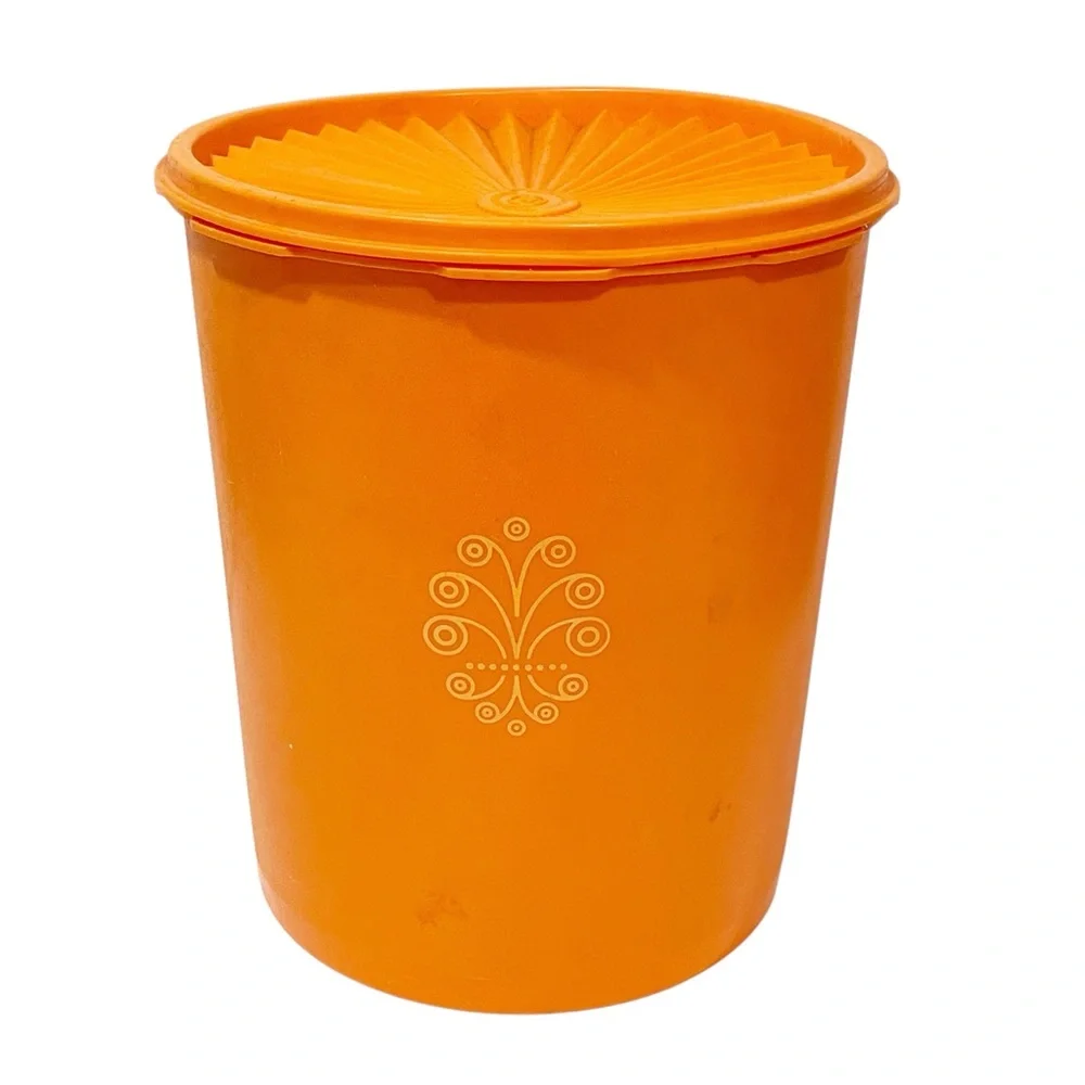 Vintage Tupperware Orange Servilier Canister Large Storage Container‎ With Lid